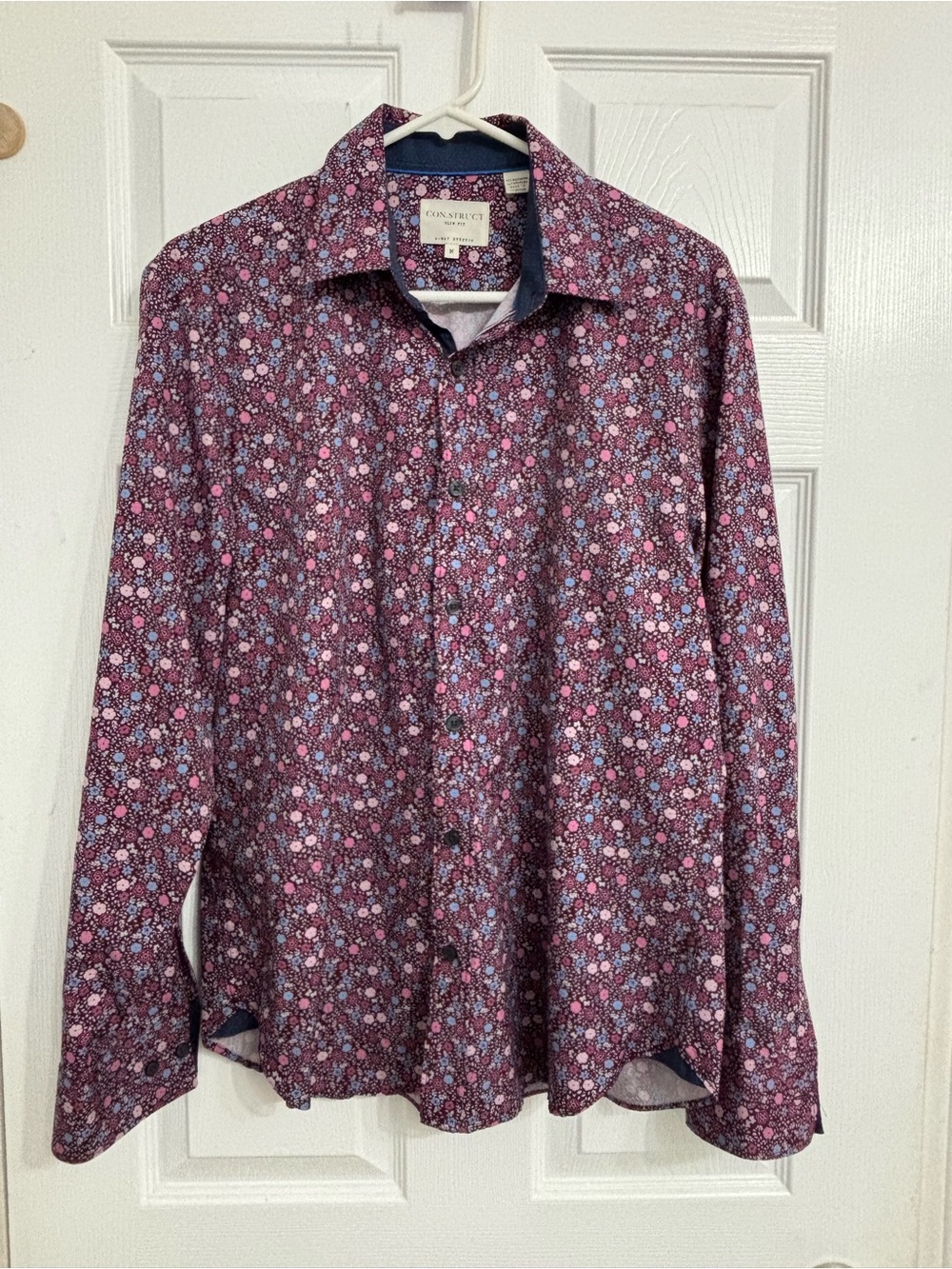 Con.Struct Men's Slim Fit 4-Way Stretch Dress Shirt – Size Medium
